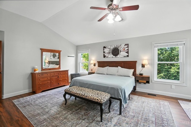 8608 Sunmont Dr, Anderson Twp, OH 45255 - bedroom featuring lofted ceiling, wood finished floors, and ceiling fan
