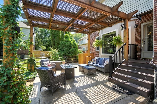 8608 Sunmont Dr, Anderson Twp, OH 45255 - view of patio with an outdoor living space and a pergola