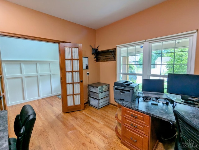 8608 Sunmont Dr, Anderson Twp, OH 45255 - office area featuring light wood-type flooring and french doors