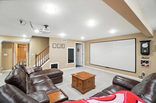 8608 Sunmont Dr, Anderson Twp, OH 45255 - home theater with recessed lighting and light carpet