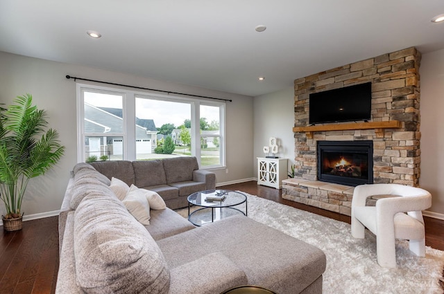 3779 Sturbridge Way, Pierce Twp, OH 45245 - living room featuring dark wood-type flooring and a fireplace