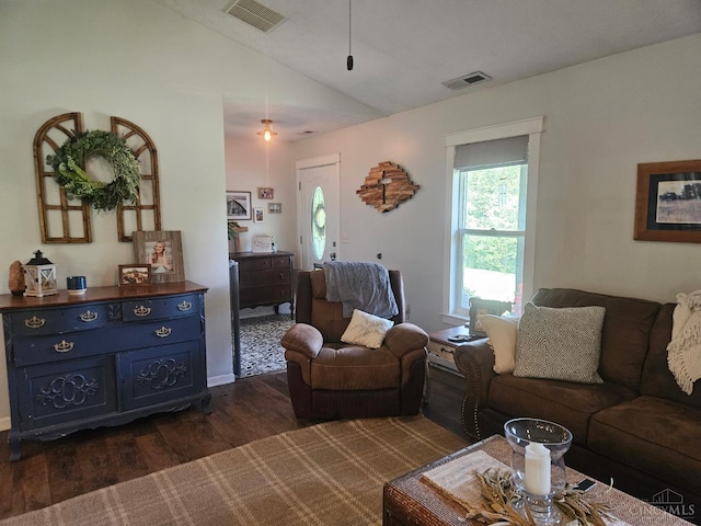 9063 Morrow Woodville Rd, Harlan Twp, OH 45162 - living room with dark wood-style floors and lofted ceiling