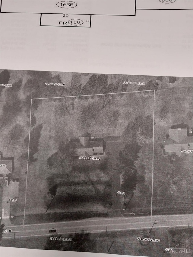13353 State Route 28 W, Greenfield, OH 45123 - aerial map of property and surrounding area with property boundaries highlighted