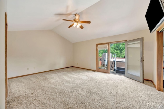 1900 Lani Dr, Washington Twp, OH 45320 - spare room featuring carpet, ceiling fan, and lofted ceiling