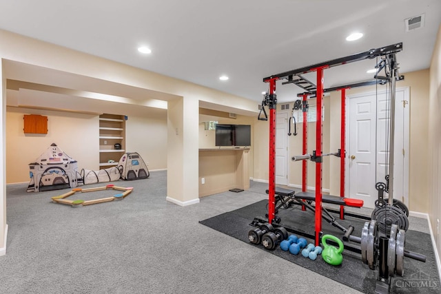 8551 Trillium Ridge Ln, Anderson Twp, OH 45255 - exercise area with recessed lighting and carpet flooring