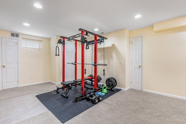 8551 Trillium Ridge Ln, Anderson Twp, OH 45255 - workout area featuring carpet flooring and recessed lighting