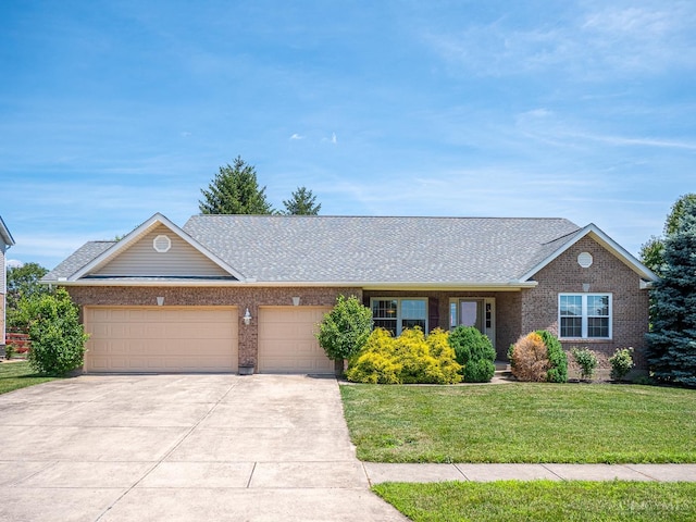 7854 Cape Cod Ct, West Chester, OH 45069 - view of front of property with an attached garage, driveway, brick siding, and a front lawn