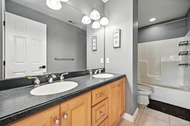 7066 Hearthside Ct, Liberty Twp, OH 45011 - full bathroom with tile patterned floors, double vanity, and shower / bath combination