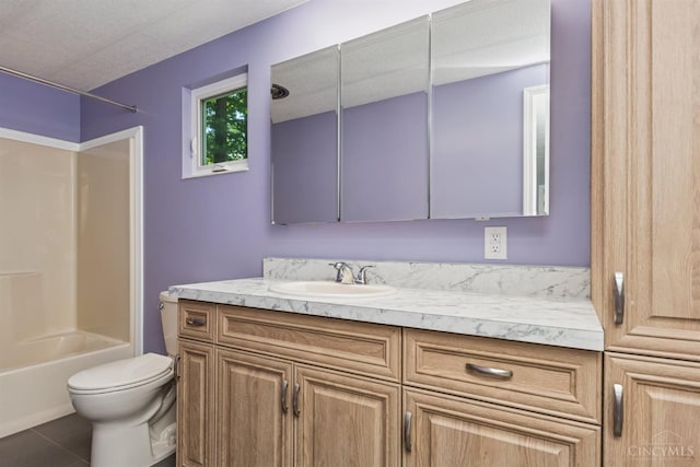 14697 Bodman Rd, Sterling Twp, OH 45154 - bathroom with vanity, shower / bathtub combination, and tile patterned flooring