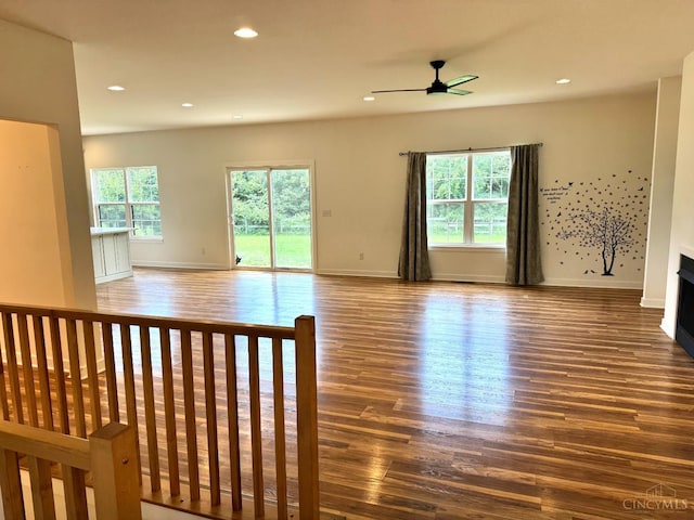 559 Foster-Maineville Rd, Hamilton Twp, OH 45039 - empty room with plenty of natural light, wood finished floors, a ceiling fan, and recessed lighting