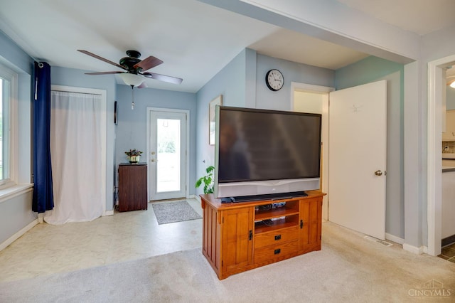 8012 Euclid Ave, Madeira, OH 45243 - living area featuring a ceiling fan and baseboards