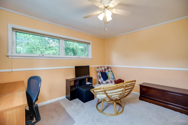 8012 Euclid Ave, Madeira, OH 45243 - carpeted office space featuring crown molding and ceiling fan