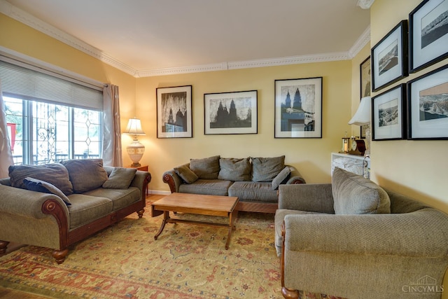 8012 Euclid Ave, Madeira, OH 45243 - living room featuring ornamental molding and wood finished floors