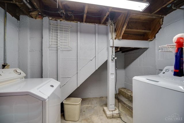 8012 Euclid Ave, Madeira, OH 45243 - washroom featuring washer and dryer and concrete block wall