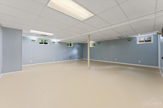 2535 Crane Schoolhouse Rd, Tate Twp, OH 45106 - basement with baseboards and a paneled ceiling