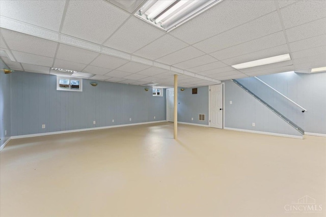 2535 Crane Schoolhouse Rd, Tate Twp, OH 45106 - finished below grade area featuring stairs and a paneled ceiling