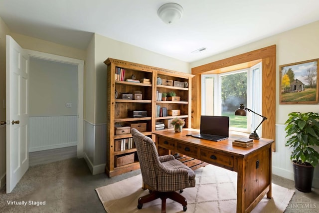 989 E Ogden Rd, Adams Twp, OH 45177 - office space with a wainscoted wall and light colored carpet