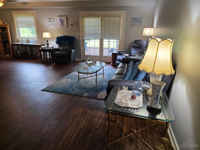311 Miami Trce Unit 5, Harrison, OH 45030 - living area with wood finished floors and a ceiling fan