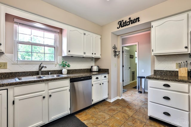 6330 Branch Hill Miamiville Rd, Miami Twp, OH 45140 - kitchen with stainless steel dishwasher, white cabinets, and dark countertops
