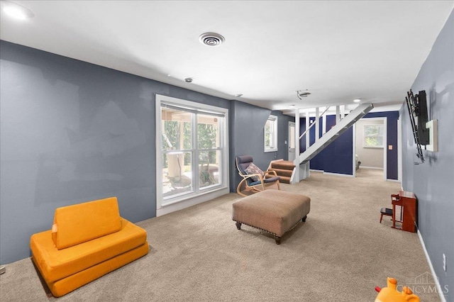 281 Compton Rd, Wyoming, OH 45215 - living area featuring stairway and carpet floors