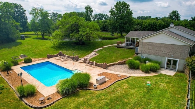 6154 Taylor Pike, Wayne Twp, OH 45107 - outdoor pool featuring a patio, a yard, french doors, and view of scattered trees