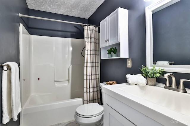 6154 Taylor Pike, Wayne Twp, OH 45107 - bathroom with vanity, shower / tub combo with curtain, and a textured ceiling