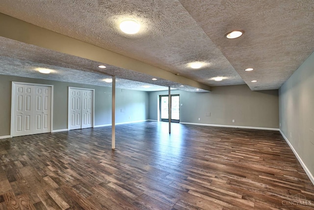 6154 Taylor Pike, Wayne Twp, OH 45107 - basement with dark wood-type flooring, a textured ceiling, and recessed lighting