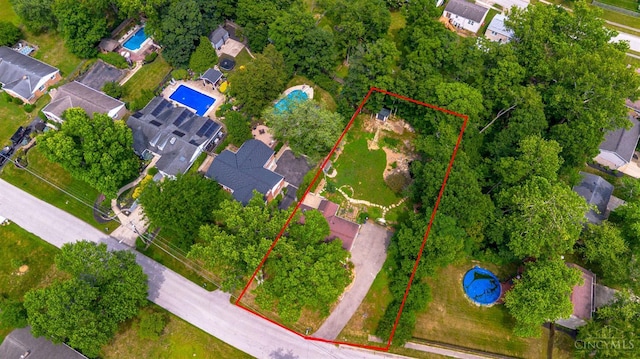 1050 Holz Ave, Anderson Twp, OH 45230 - aerial perspective of suburban area featuring property boundaries highlighted