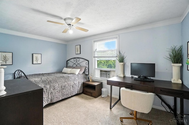 4961 Troubador Ct, Delhi Twp, OH 45238 - carpeted bedroom featuring an office area, ceiling fan, and ornamental molding