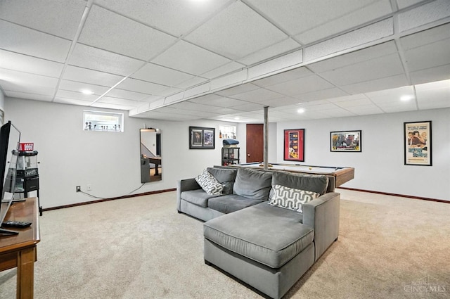 4961 Troubador Ct, Delhi Twp, OH 45238 - carpeted living area with a drop ceiling and recessed lighting