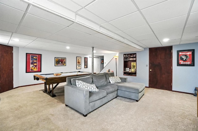 4961 Troubador Ct, Delhi Twp, OH 45238 - carpeted living room with a drop ceiling and recessed lighting