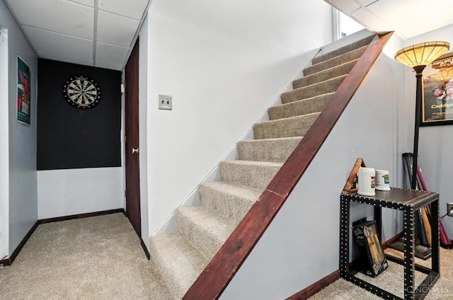 4961 Troubador Ct, Delhi Twp, OH 45238 - stairway with carpet floors and a paneled ceiling