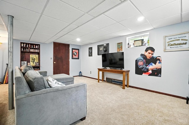 4961 Troubador Ct, Delhi Twp, OH 45238 - carpeted living room with a paneled ceiling and recessed lighting