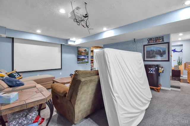 4411 Todd Rose Ct, Union Twp, OH 45244 - home theater featuring carpet flooring, a textured ceiling, and recessed lighting