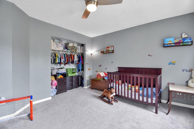 4411 Todd Rose Ct, Union Twp, OH 45244 - bedroom with carpet floors, ceiling fan, and a nursery area