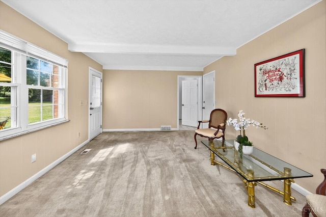 2724 Bentley Ct, Anderson Twp, OH 45244 - sitting room featuring beamed ceiling and carpet flooring