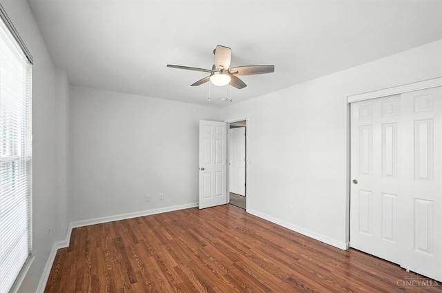 7102 Lookout Ct, Liberty Twp, OH 45011 - unfurnished bedroom with dark wood-style flooring, a closet, and ceiling fan
