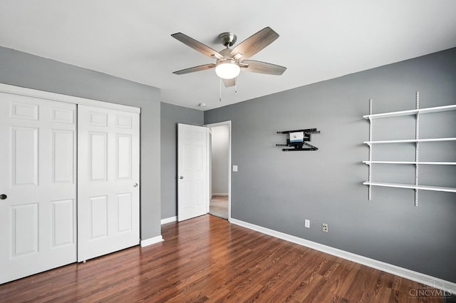 7102 Lookout Ct, Liberty Twp, OH 45011 - unfurnished bedroom featuring wood finished floors, a closet, and ceiling fan