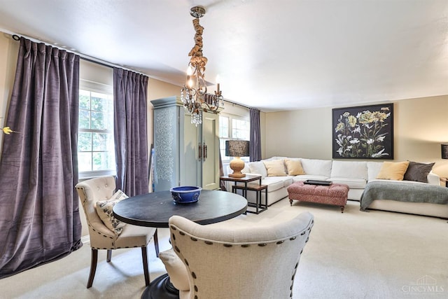 6341 Marshall Rd, Centerville, OH 45459 - living room featuring carpet flooring and a chandelier