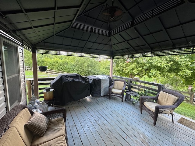 8091 Celestial Cir, Liberty Twp, OH 45044 - deck featuring grilling area and a gazebo