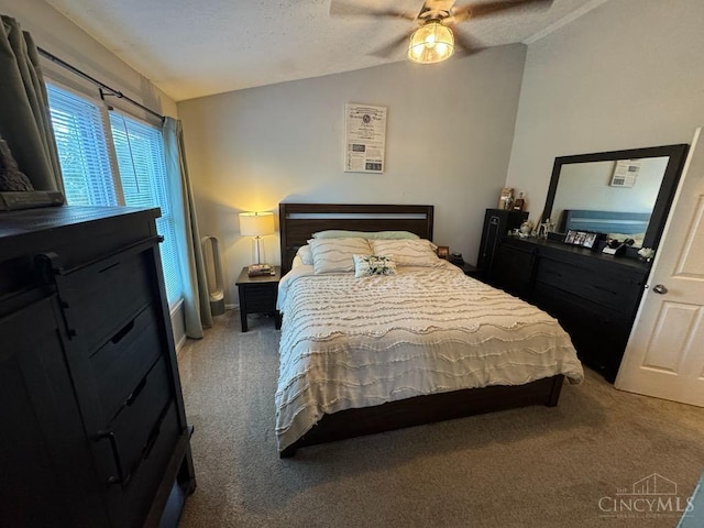 8091 Celestial Cir, Liberty Twp, OH 45044 - bedroom with carpet, vaulted ceiling, and a ceiling fan