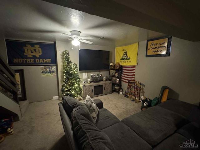 8091 Celestial Cir, Liberty Twp, OH 45044 - carpeted living area with ceiling fan