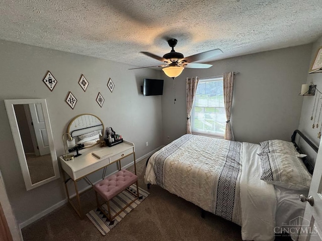8091 Celestial Cir, Liberty Twp, OH 45044 - carpeted bedroom with a textured ceiling and a ceiling fan
