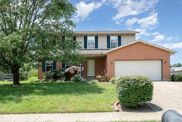 6409 Stapleton Ct, Fairfield Twp, OH 45011 - traditional-style house with a garage, driveway, a front lawn, and brick siding