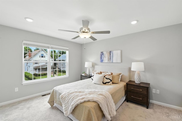 1545 Ruth Ave, Cincinnati, OH 45207 - bedroom with light carpet, a ceiling fan, and recessed lighting