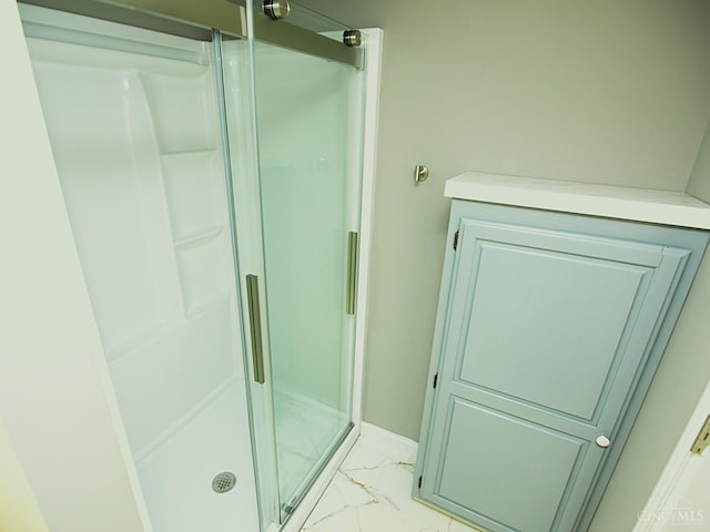 3527 Reemelin Rd, Green Twp, OH 45211 - full bathroom with marble finish floors and a shower stall