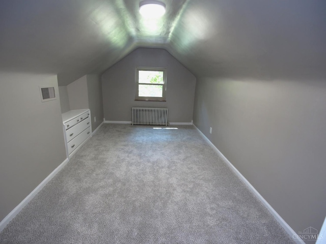 3527 Reemelin Rd, Green Twp, OH 45211 - additional living space featuring radiator heating unit, light colored carpet, and vaulted ceiling