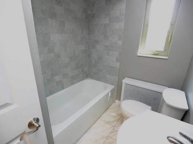 3527 Reemelin Rd, Green Twp, OH 45211 - bathroom featuring marble look tile flooring and shower / tub combination