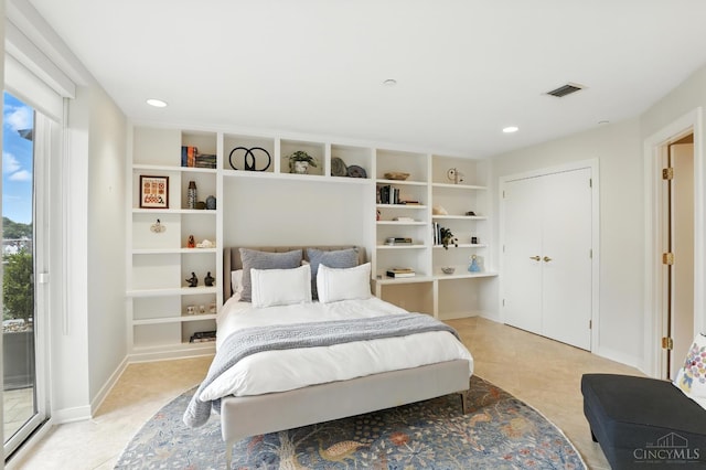 1201 Edgecliff Pl Unit 1083, Cincinnati, OH 45206 - bedroom featuring access to exterior, recessed lighting, and light tile patterned floors