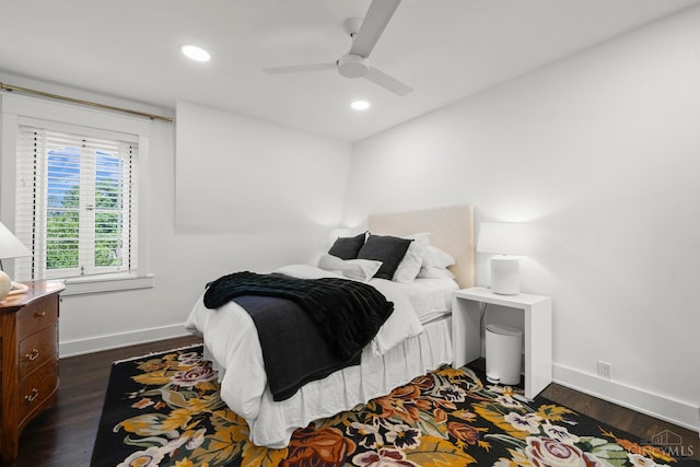 1236 Louden St, Cincinnati, OH 45202 - bedroom featuring recessed lighting, dark wood-style floors, and ceiling fan